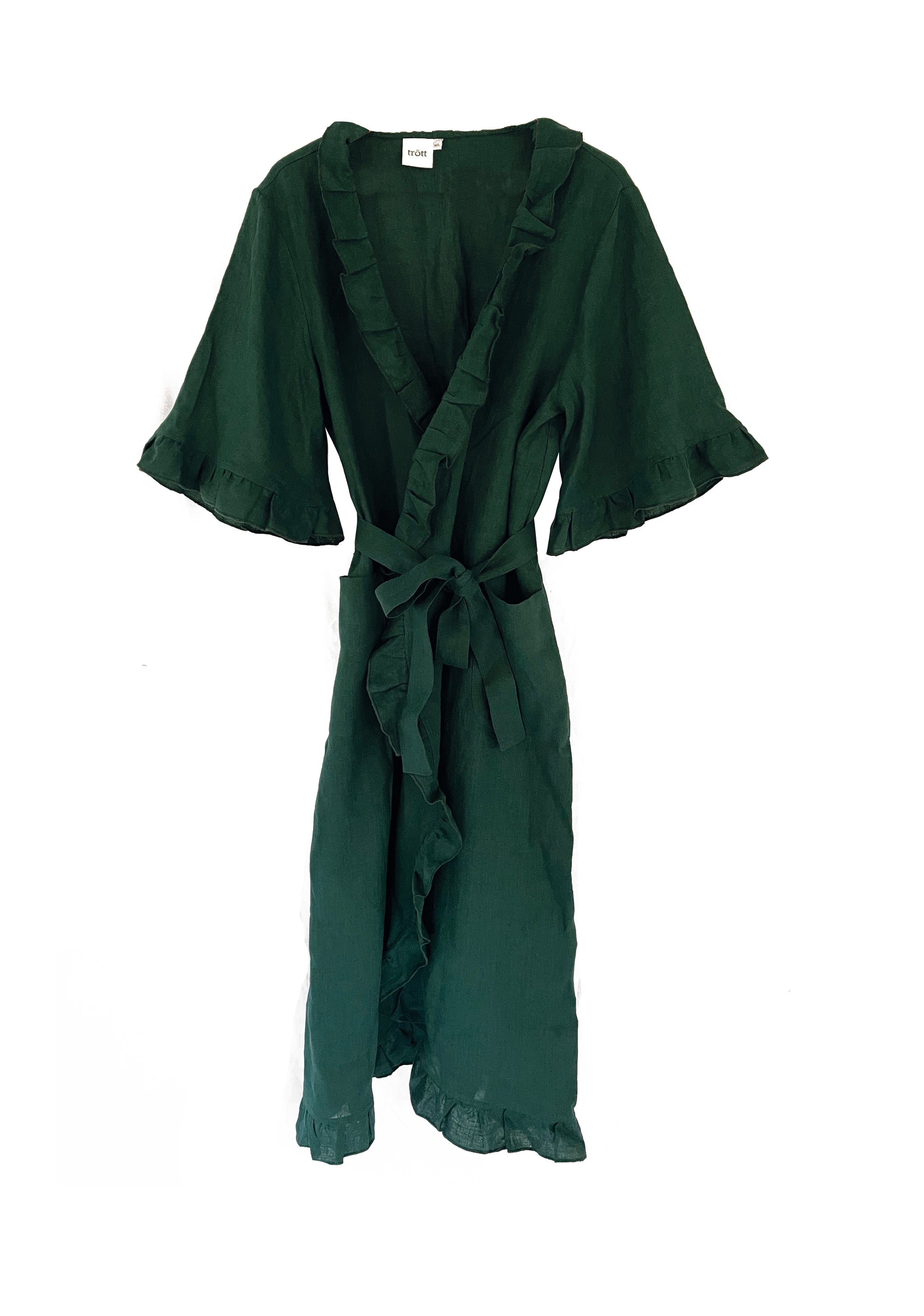 【ULLALA】Mui Ne Long Sleeve Robe Blue Green Ulla Robe, Green Linen – shoptrott